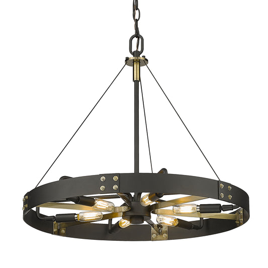 Emmet-Medium Pendant in Natural Black with Aged Brass Accents