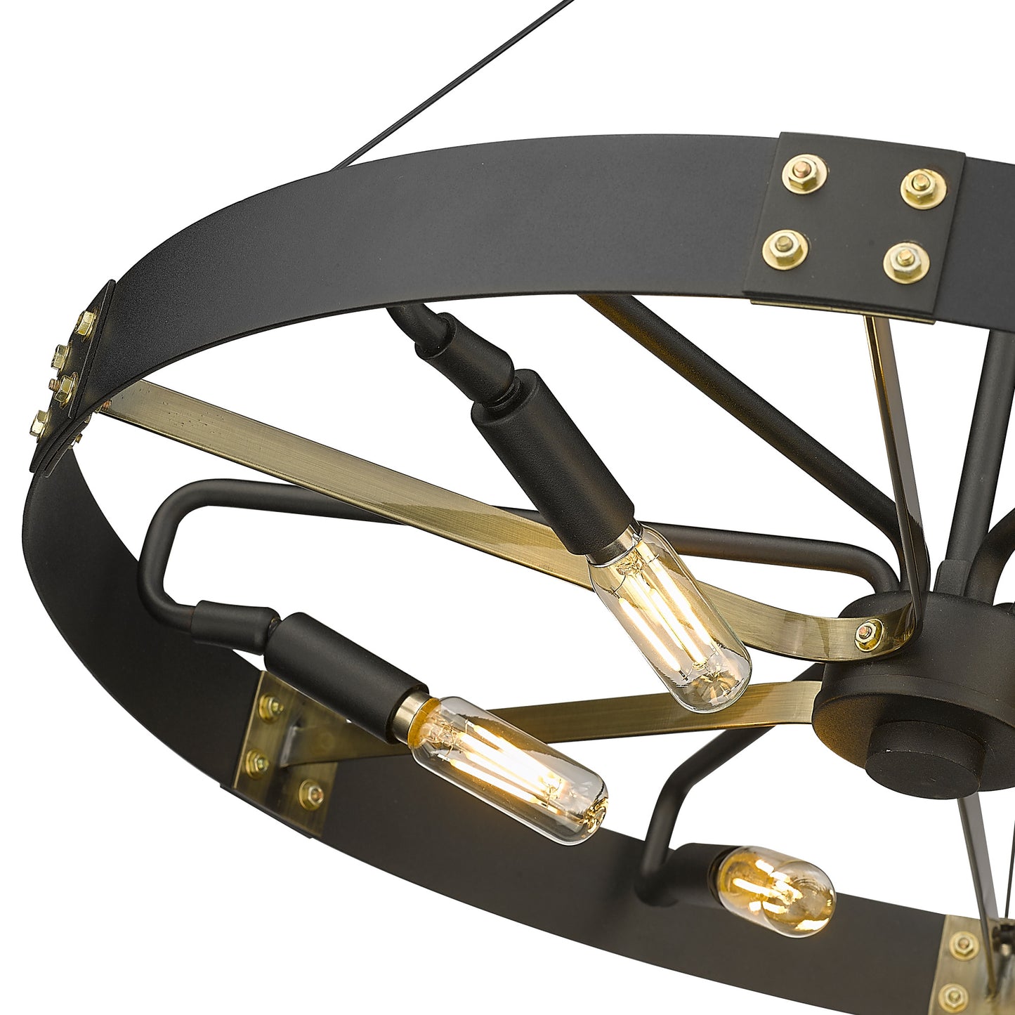 Emmet-Medium Pendant in Natural Black with Aged Brass Accents