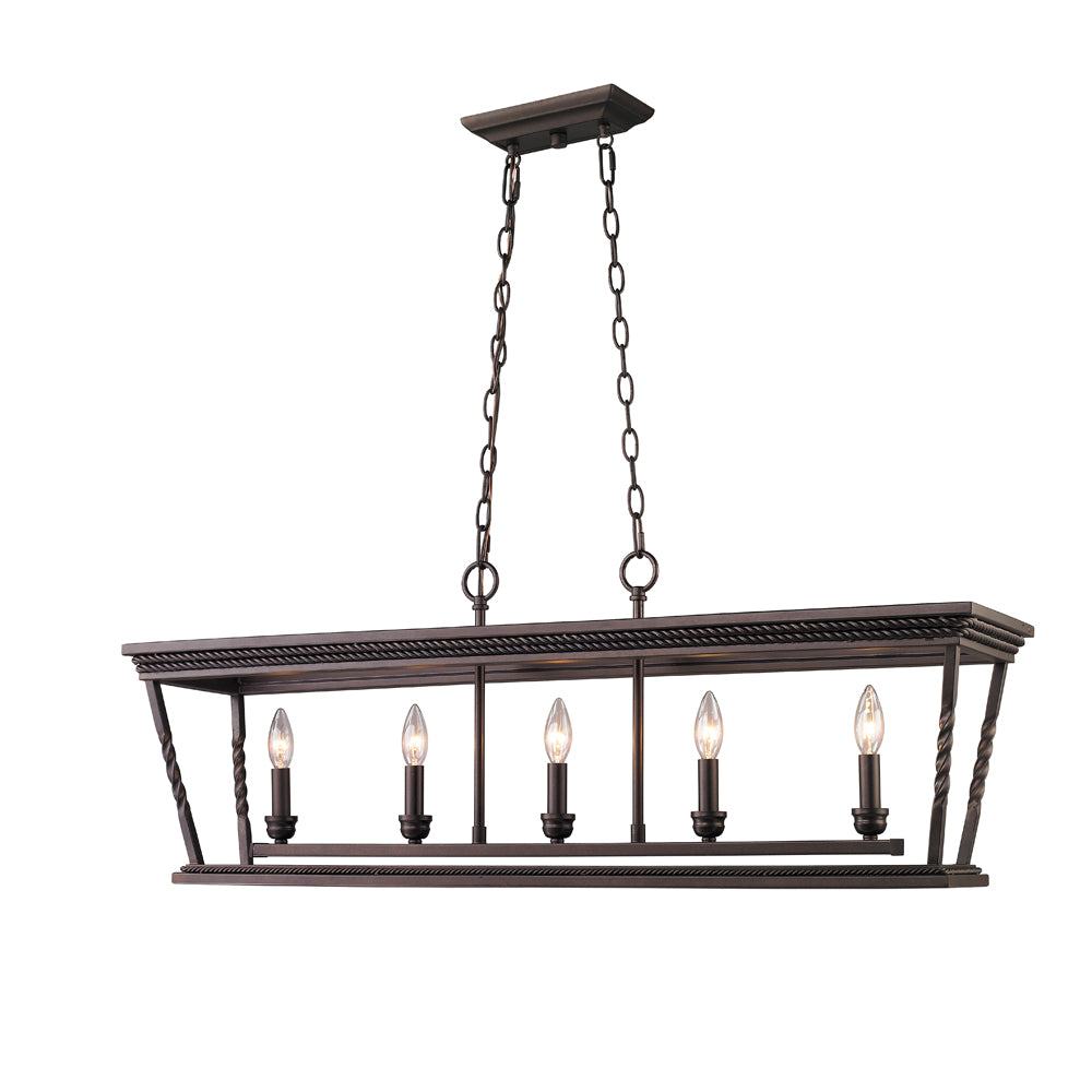 Milton- 5 Light Linear Pendant in Etruscan Bronze