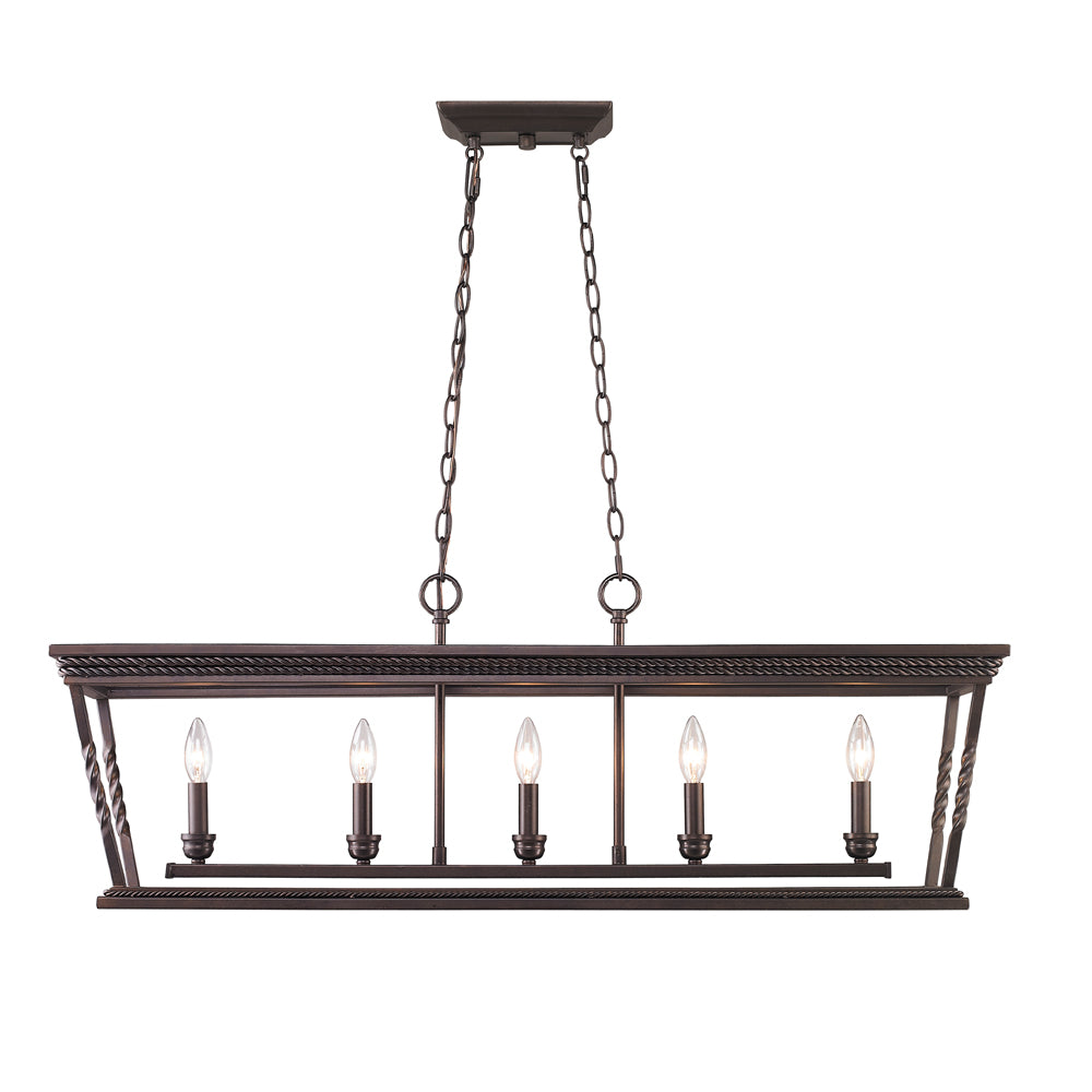 Milton- 5 Light Linear Pendant in Etruscan Bronze