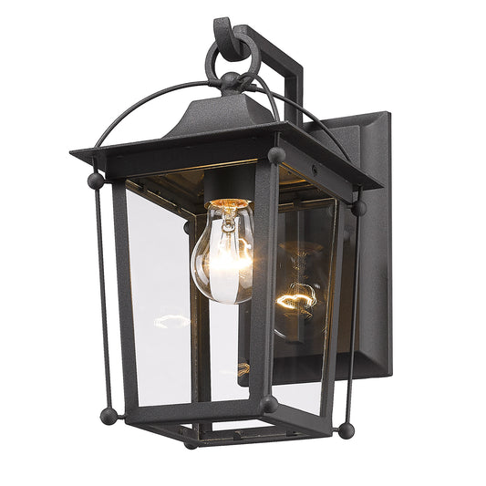 Warwick- Outdoor Medium Wall Sconce in Natural Black with Clear Glass Shade