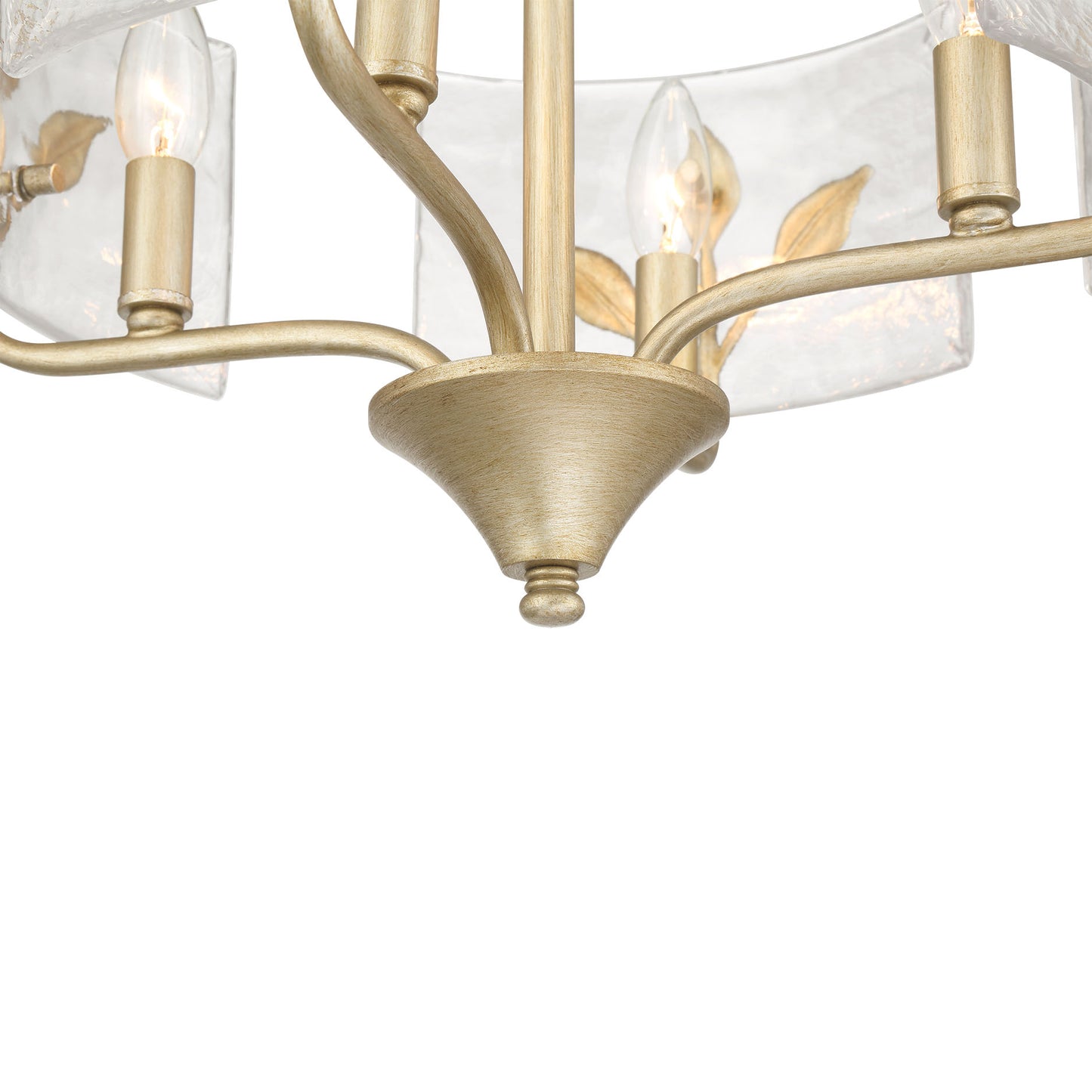Murphy 4 Light Pendant in White Gold with Hammered Water Glass