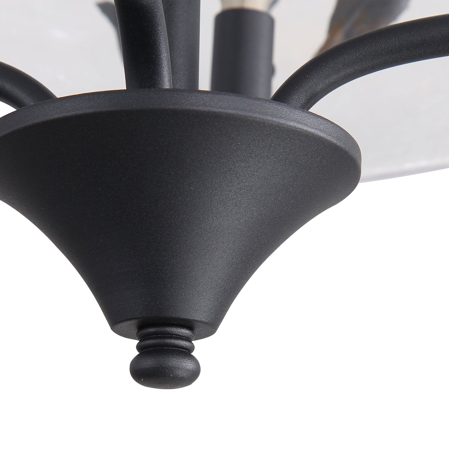 Murphy 4 Light Semi-Flush in Natural Black with Hammered Water Glass