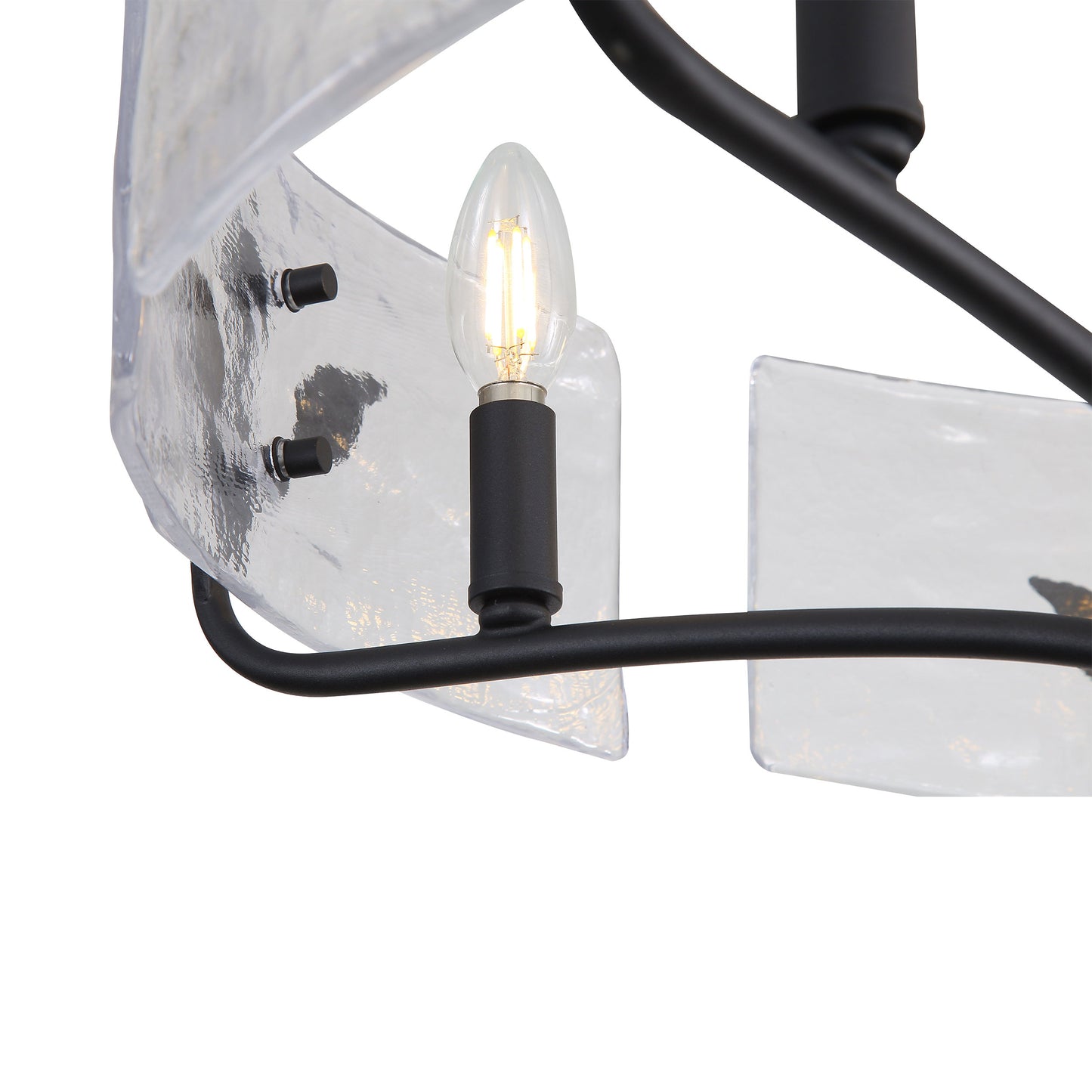 Murphy 5 Light Pendant in Natural Black with Hammered Water Glass