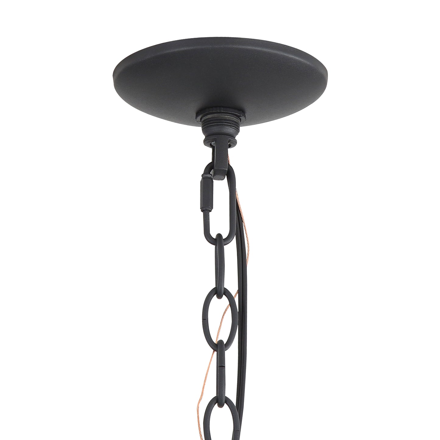 Murphy 5 Light Pendant in Natural Black with Hammered Water Glass