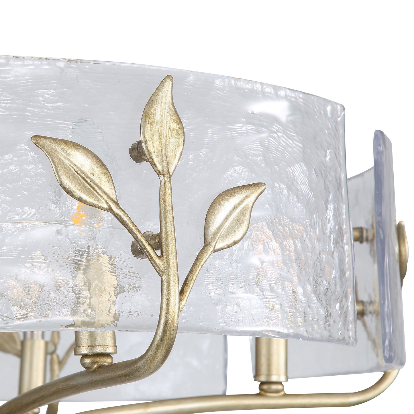 Murphy 5 Light Pendant in White Gold with Hammered Water Glass