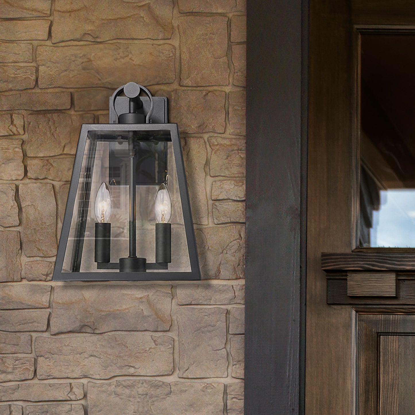 Jacob Wall Sconce - Outdoor in Natural Black with Clear Glass Shade