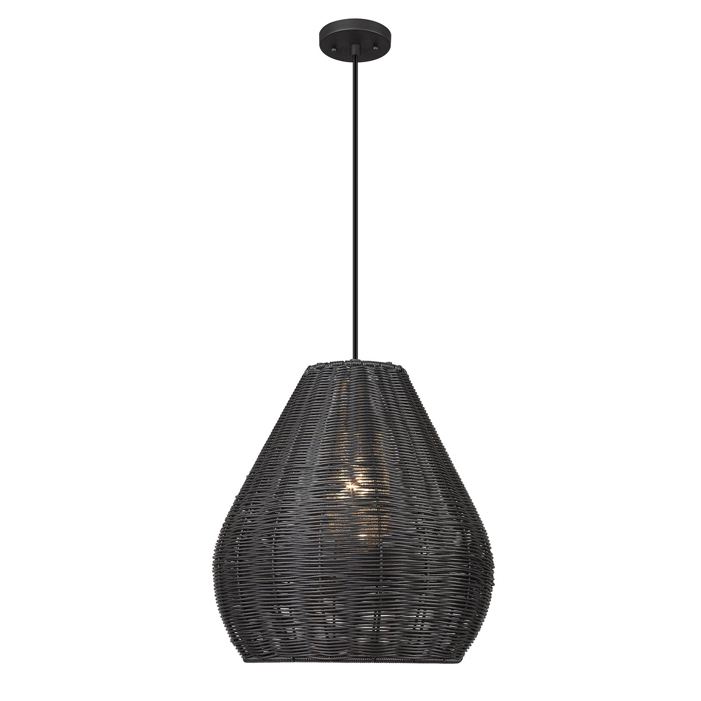 Melany 1 Light Pendant - Outdoor in Natural Black with Matte Black Wicker Shade