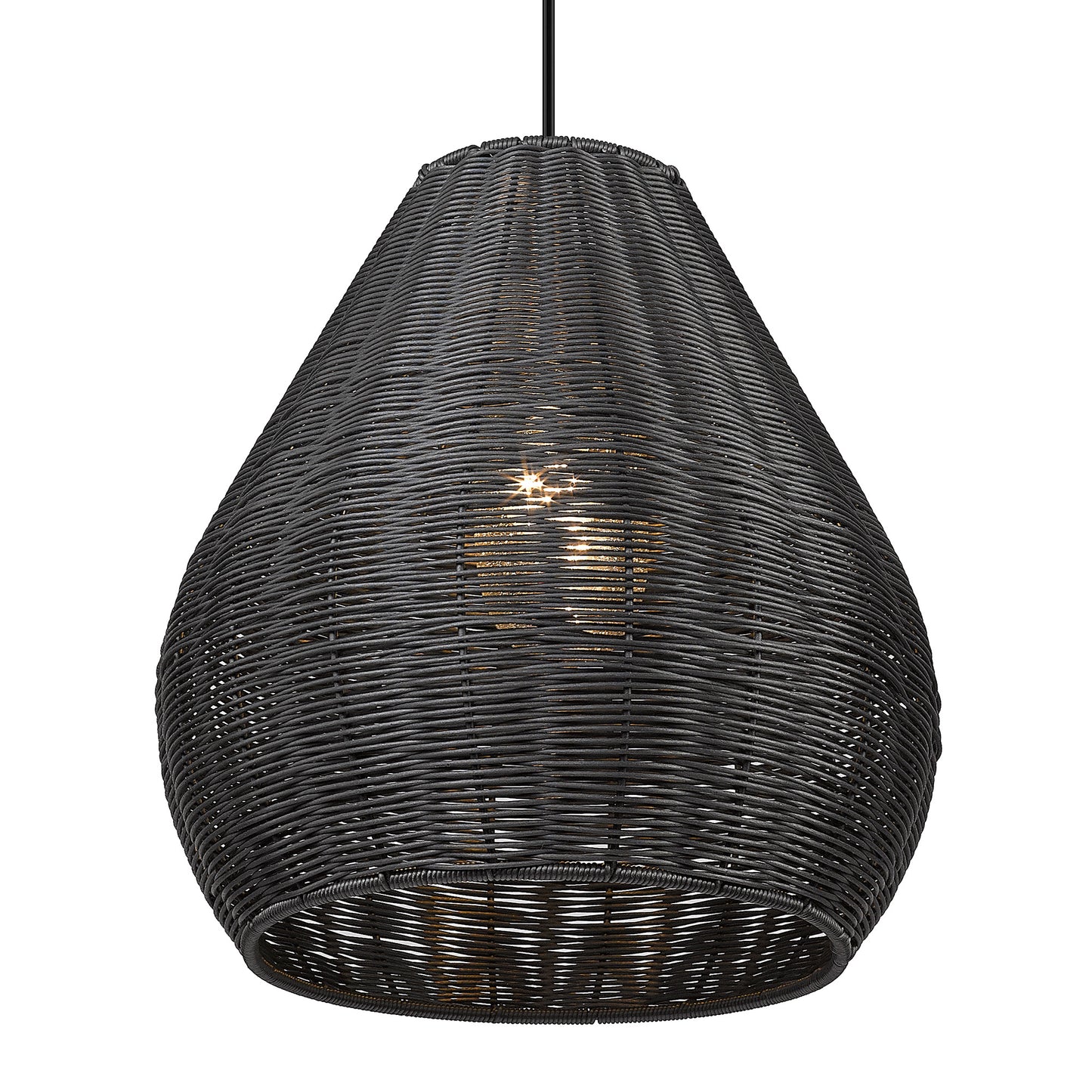 Melany 1 Light Pendant - Outdoor in Natural Black with Matte Black Wicker Shade