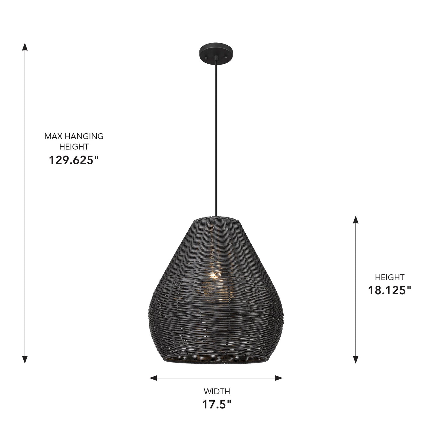 Melany 1 Light Pendant - Outdoor in Natural Black with Matte Black Wicker Shade