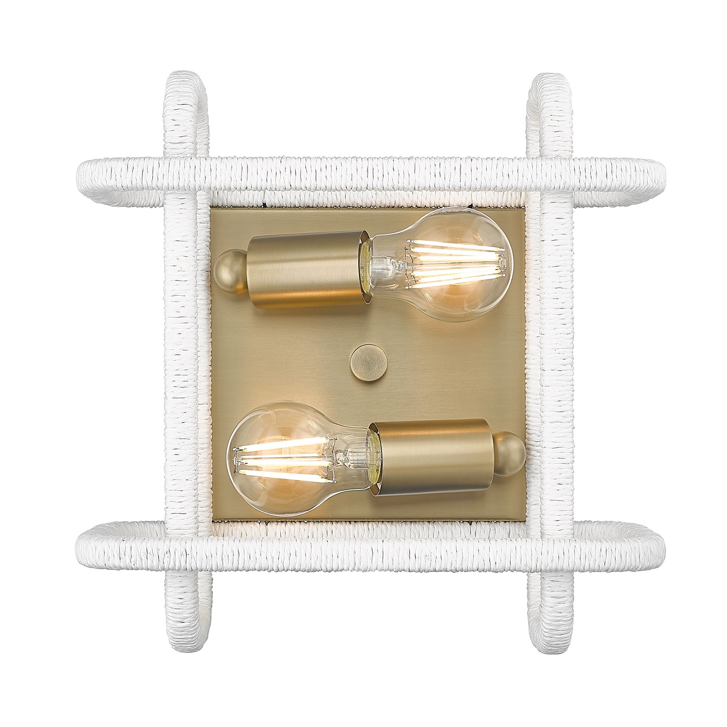 Spencer BCB 2 Light Flush Mount in Brushed Champagne Bronze with Bleached White Raphia Rope Shade