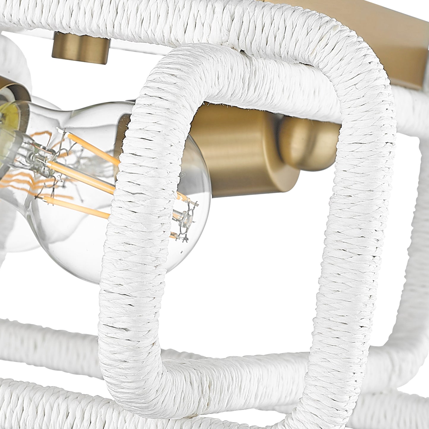 Spencer BCB 2 Light Flush Mount in Brushed Champagne Bronze with Bleached White Raphia Rope Shade