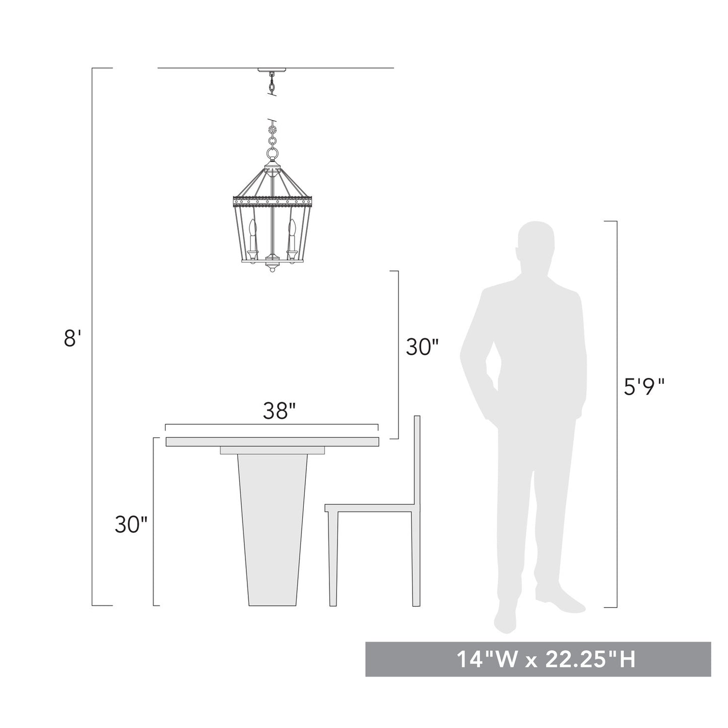 Claudet 3 Light Chandelier in Oyster