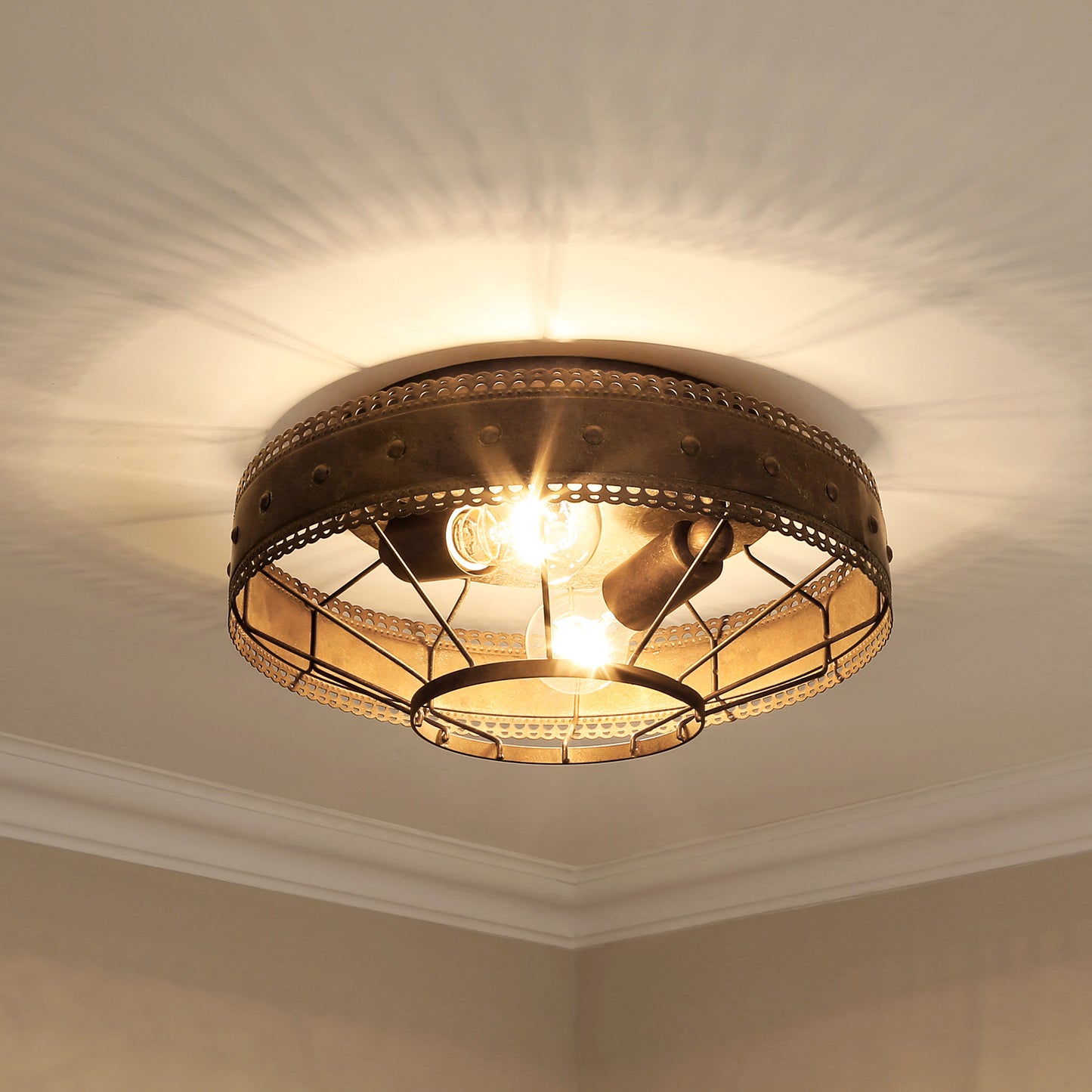 Bueller flush Mount in Copper Patina