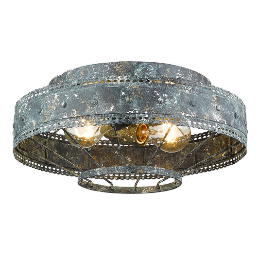 Bueller Flush Mount in Blue Verde Patina