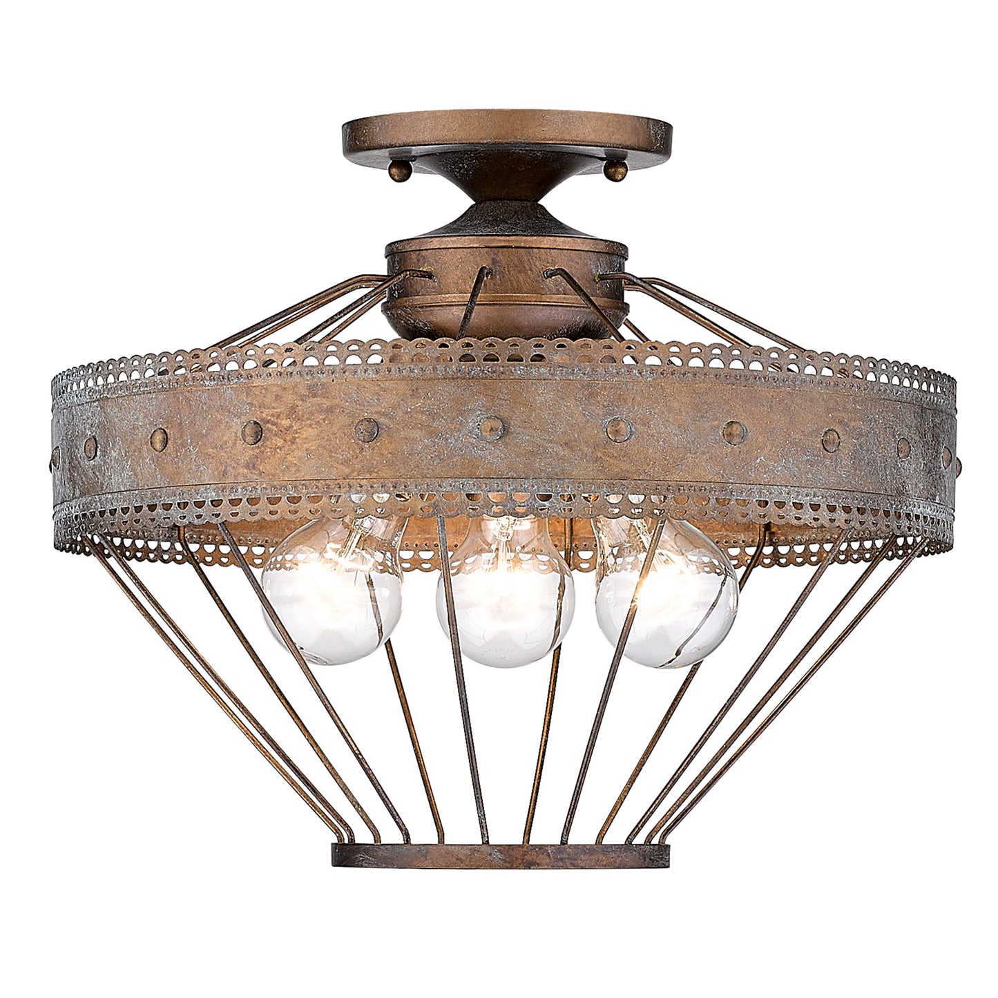 Bueller Semi-Flush in Copper Patina