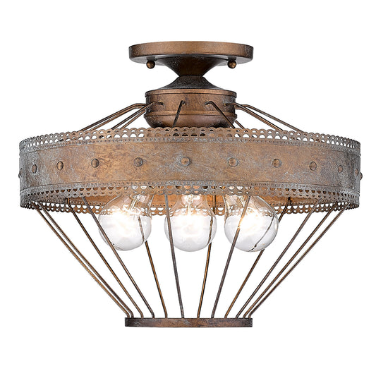 Bueller Semi-Flush in Copper Patina