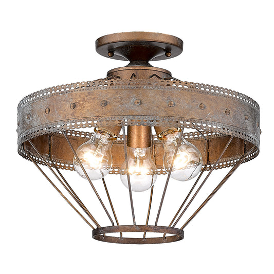 Bueller Semi-Flush in Copper Patina