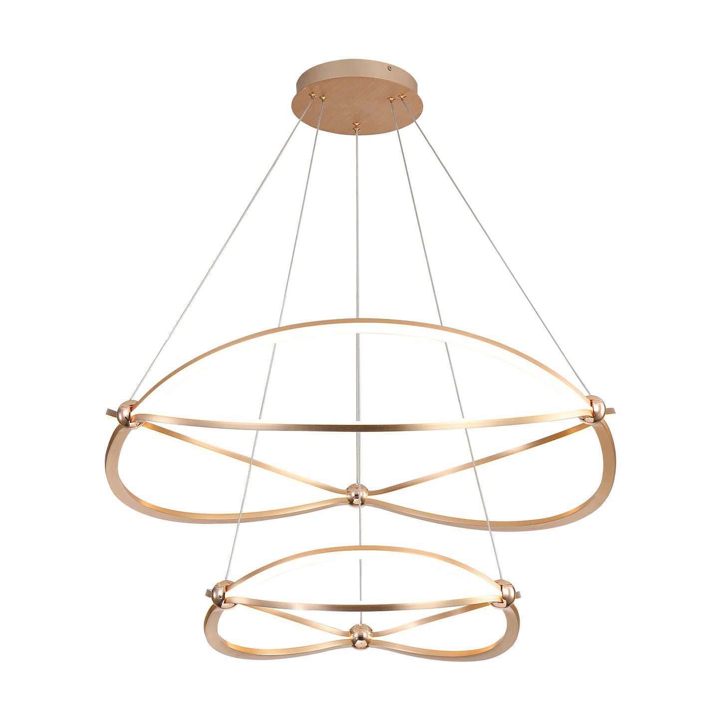 Samantha 2 Tier - 32" LED Chandelier in Anodized Gold with No Shade
