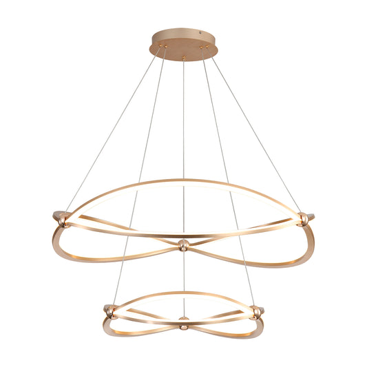Samantha 2 Tier - 32" LED Chandelier in Anodized Gold with No Shade