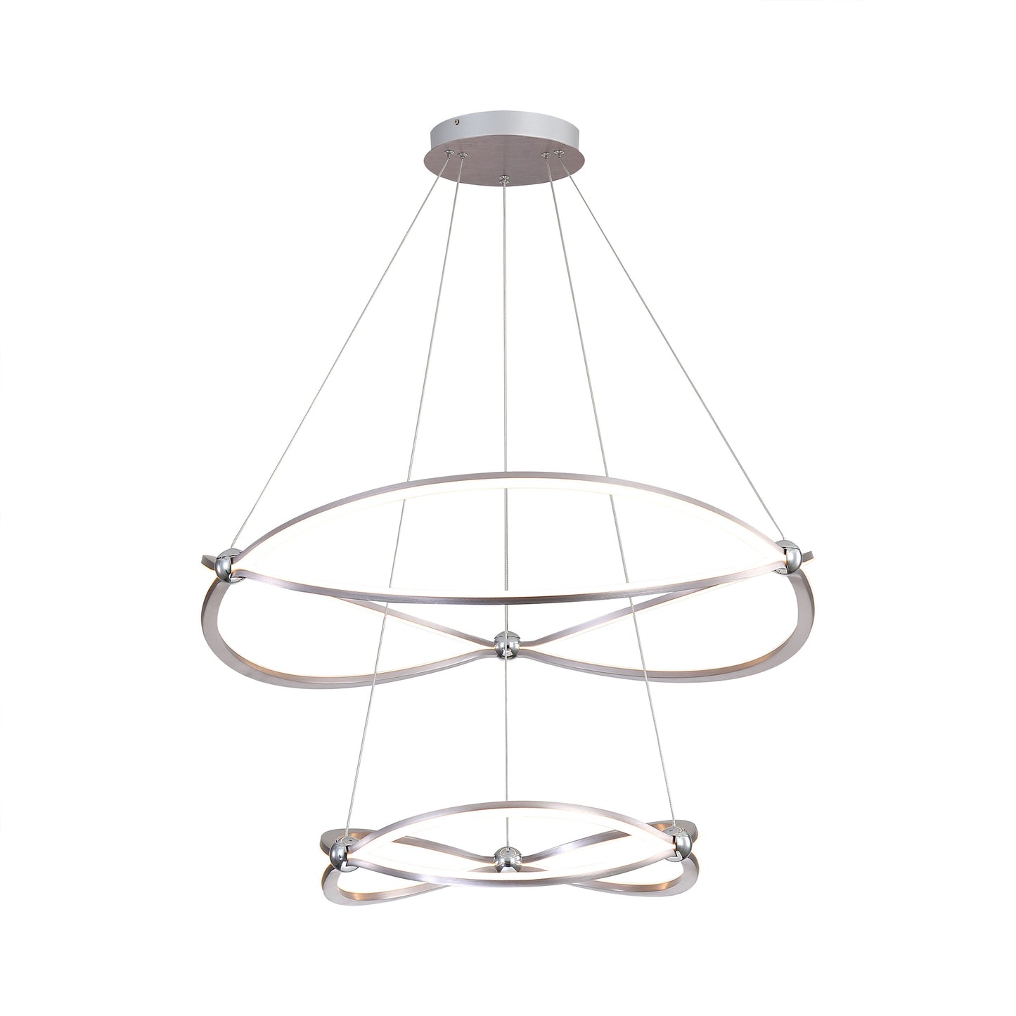 Samantha 2 Tier - 32" LED Chandelier in Satin Nickel with No Shade