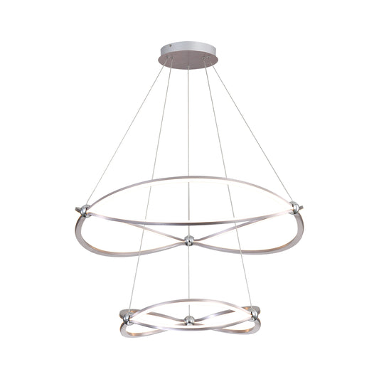 Samantha 2 Tier - 32" LED Chandelier in Satin Nickel with No Shade