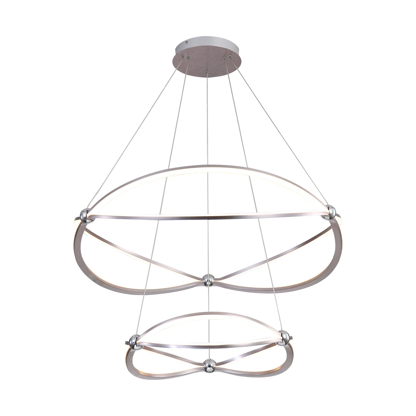 Samantha 2 Tier - 32" LED Chandelier in Satin Nickel with No Shade