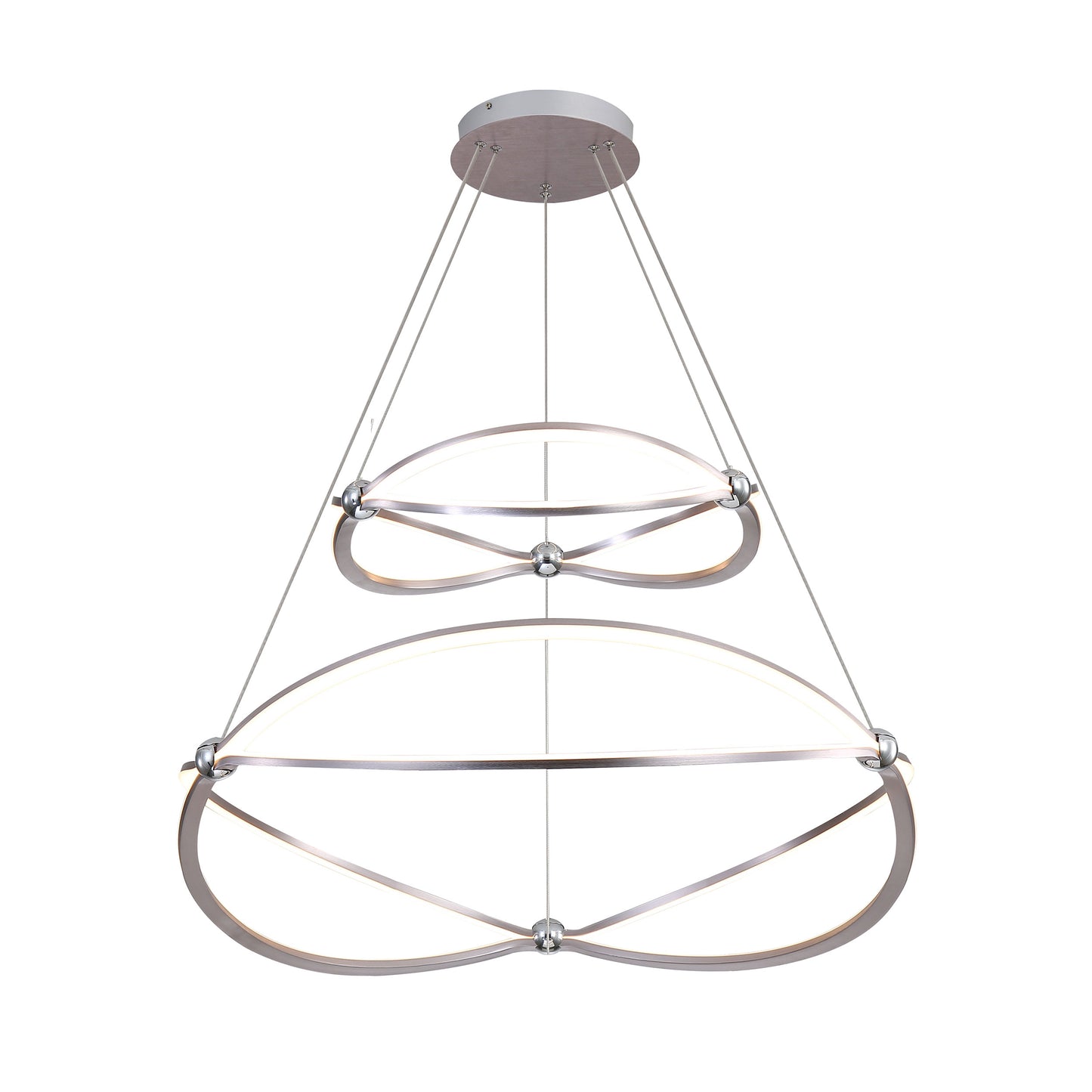 Samantha 2 Tier - 32" LED Chandelier in Satin Nickel with No Shade