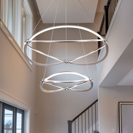 Samantha 2 Tier - 32" LED Chandelier in Satin Nickel with No Shade