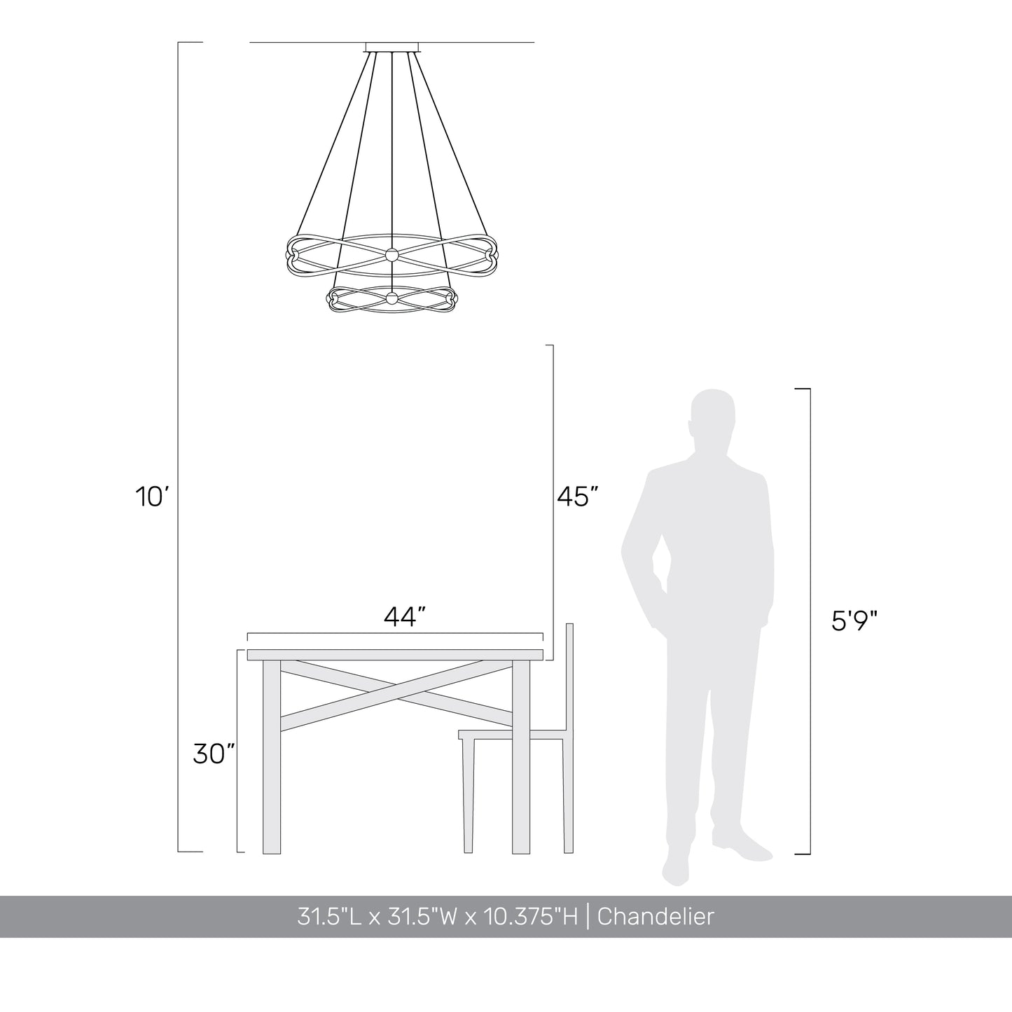Samantha 2 Tier - 32" LED Chandelier in Satin Nickel with No Shade