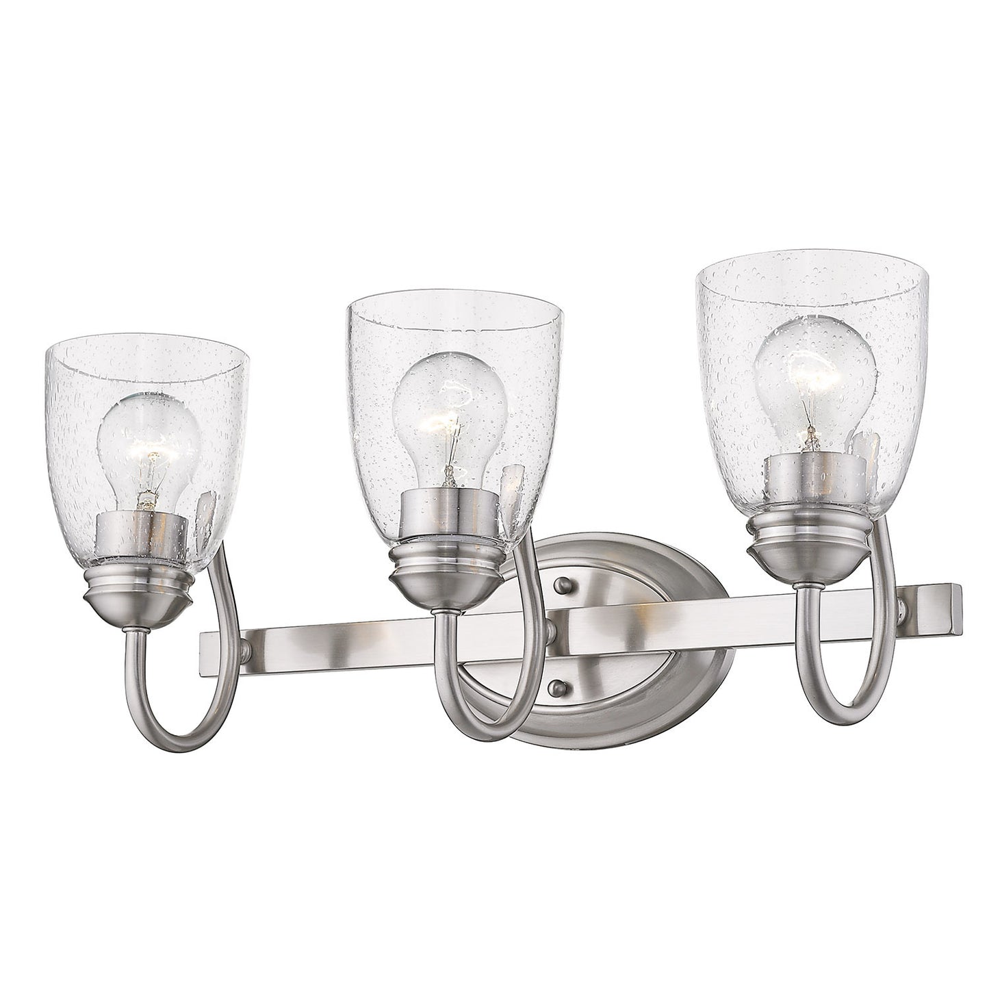 Layton- 3-Light Bath Vanity in Pewter with Seeded Glass
