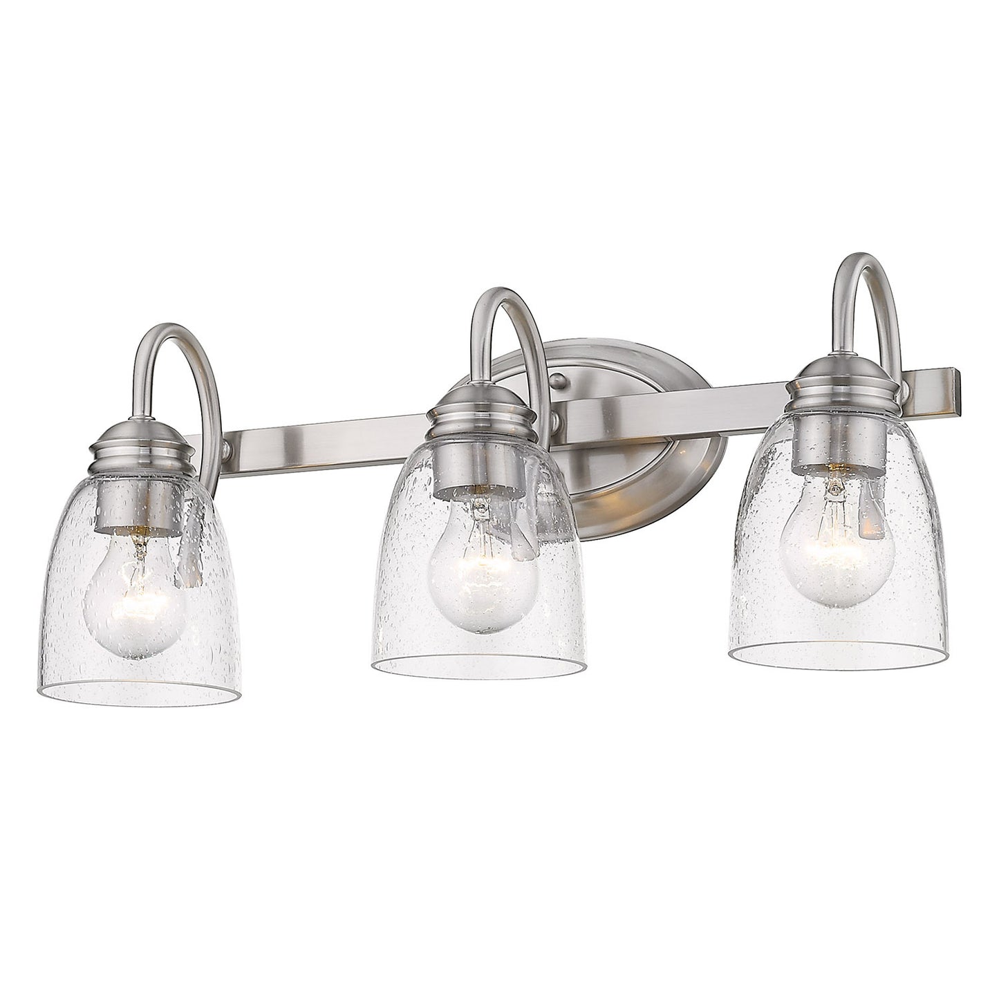 Layton- 3-Light Bath Vanity in Pewter with Seeded Glass