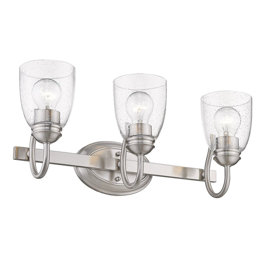 Layton- 3-Light Bath Vanity in Pewter with Seeded Glass