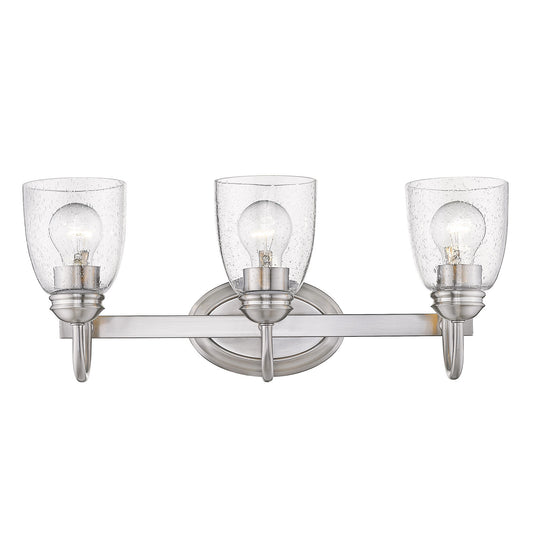 Layton- 3-Light Bath Vanity in Pewter with Seeded Glass