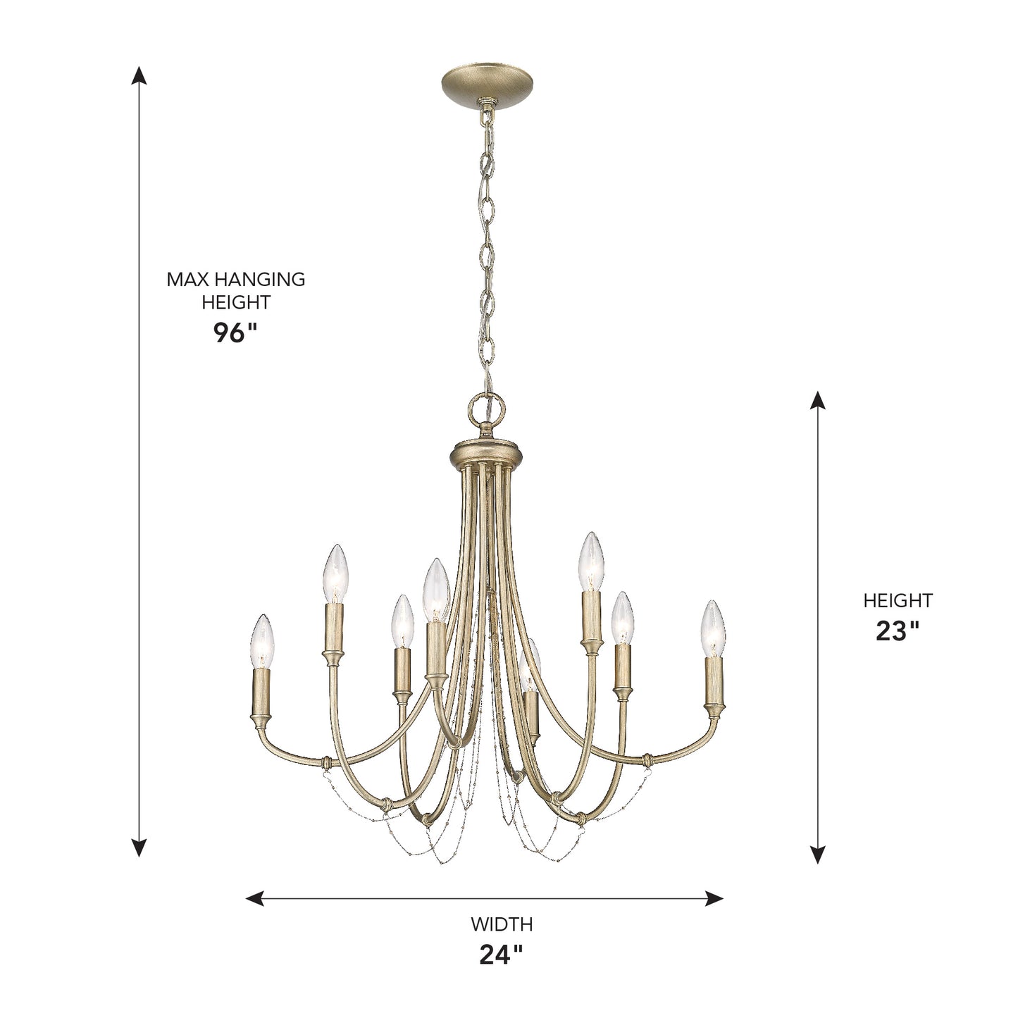 Feya 8 Light Chandelier in White Gold