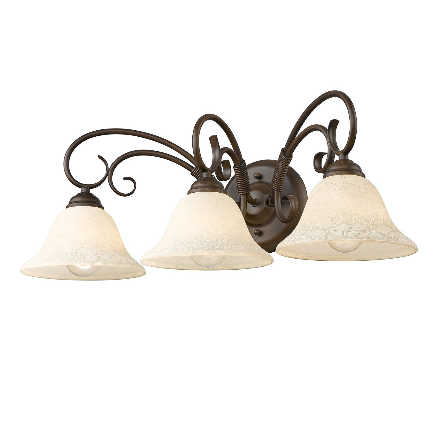 Hercules 3 Light Bath Vanity in Rubbed Bronze with Tea Stone Glass