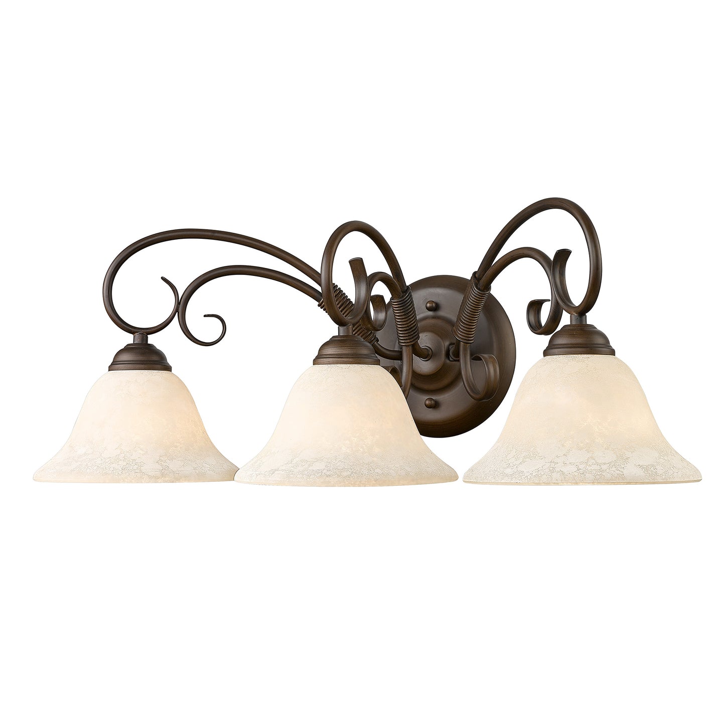 Hercules 3 Light Bath Vanity in Rubbed Bronze with Tea Stone Glass