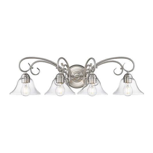Hercules 4 Light Bath Vanity in Pewter with Clear Glass
