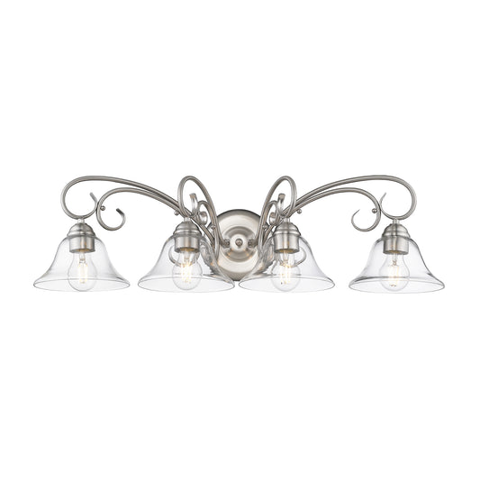Hercules 4 Light Bath Vanity in Pewter with Clear Glass