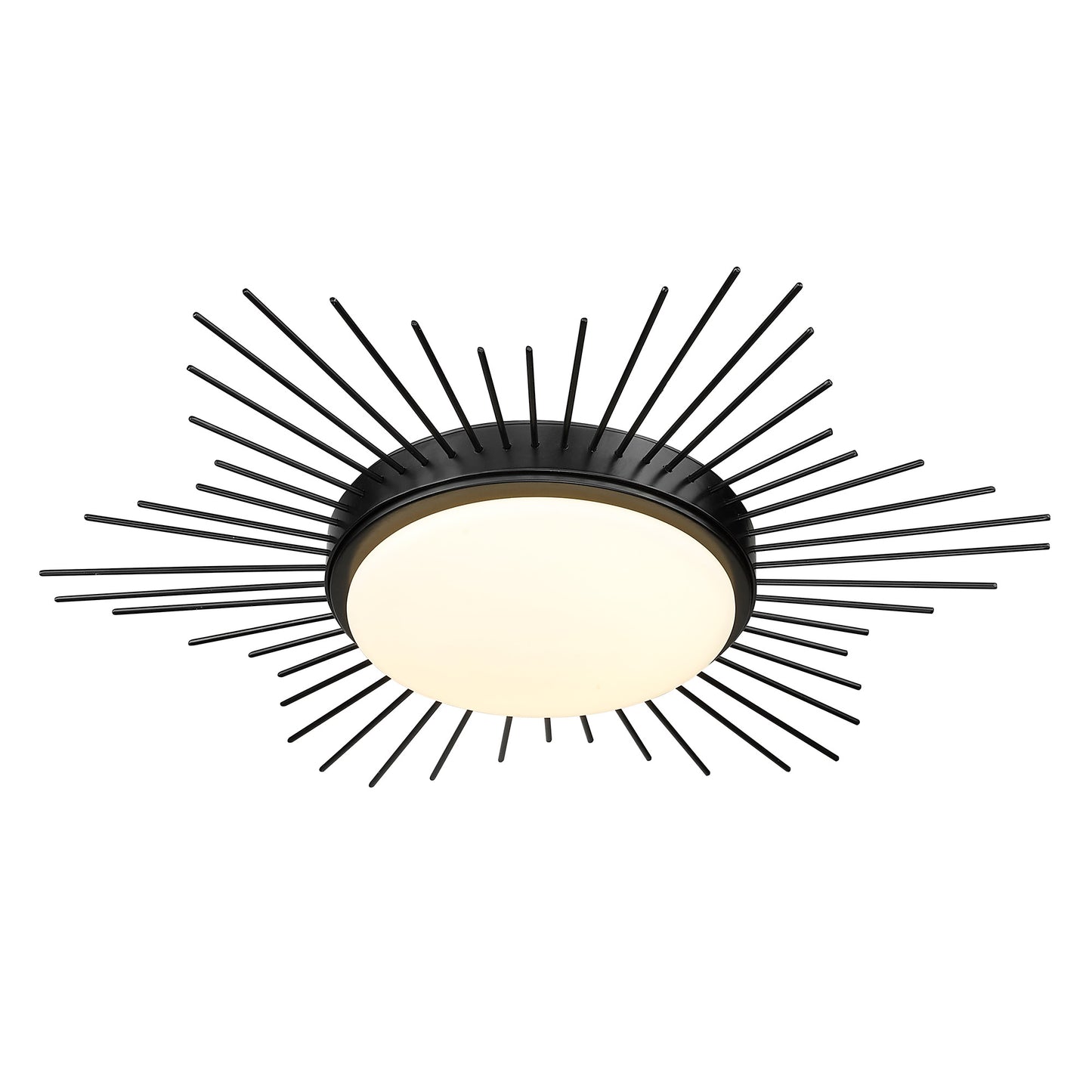 Apollo Flush Mount - 18" in Matte Black with Opal Glass Shade