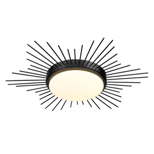 Apollo Flush Mount - 18" in Matte Black with Opal Glass Shade