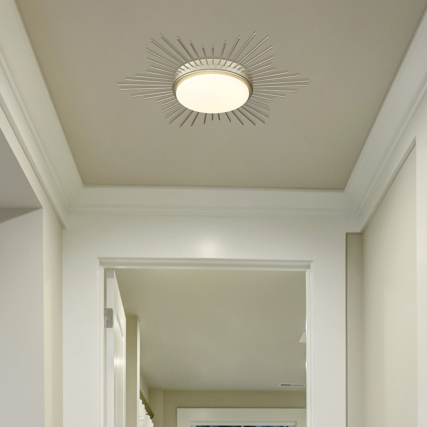Apollo WG Flush Mount - 18" in White Gold with Opal Glass Shade