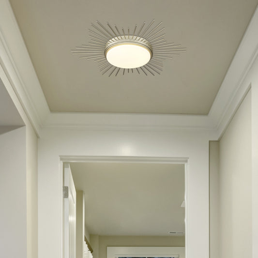 Apollo WG Flush Mount - 18" in White Gold with Opal Glass Shade