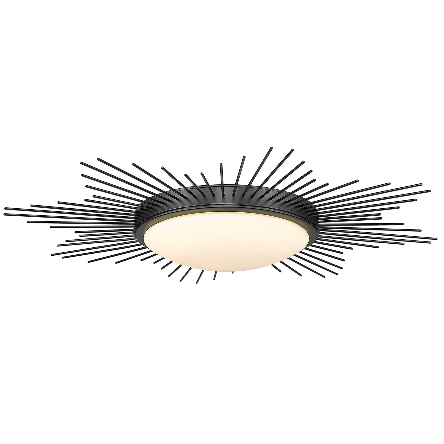 Apollo 24" Flush Mount in Matte Black with Opal Glass