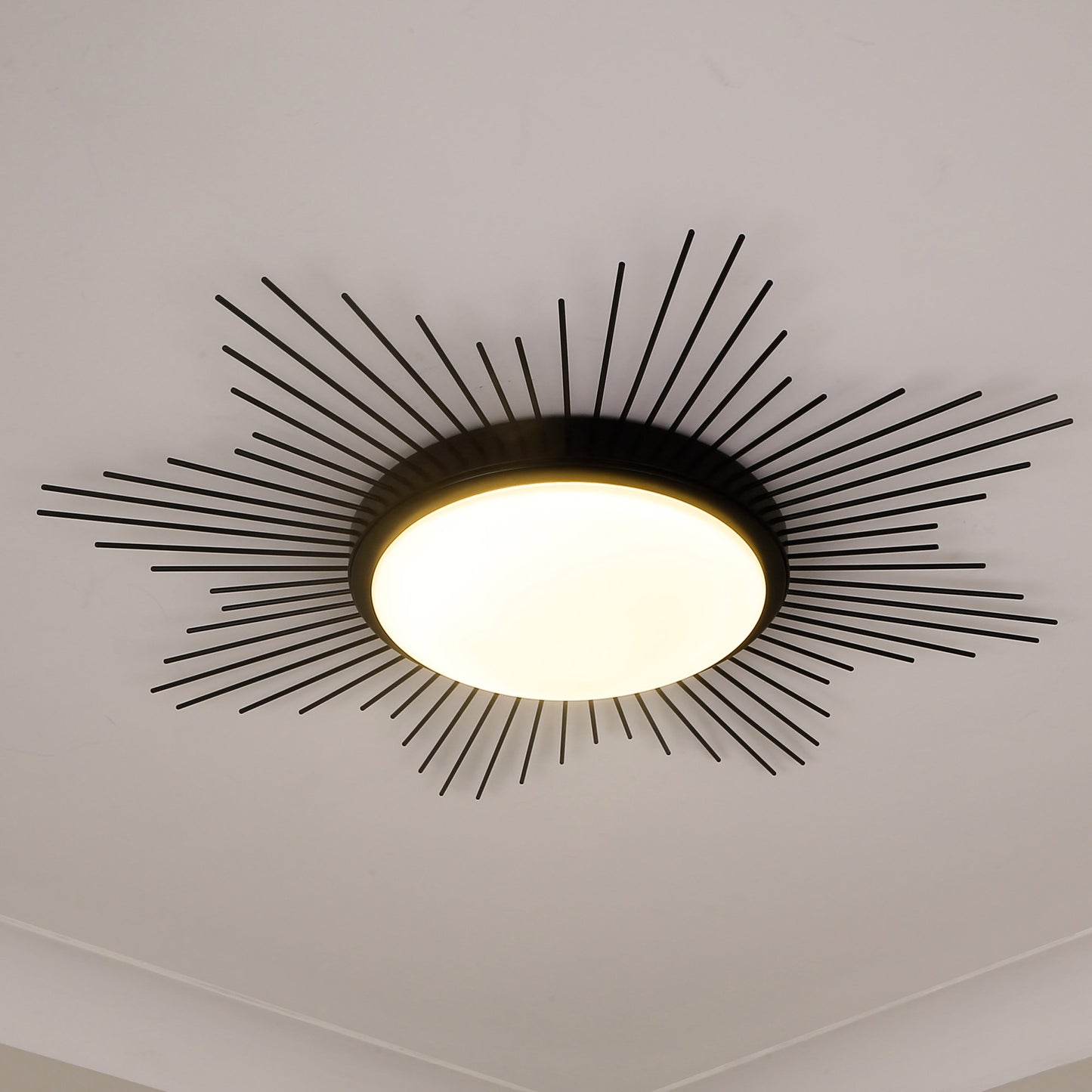 Apollo 24" Flush Mount in Matte Black with Opal Glass
