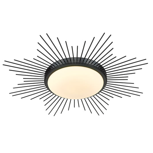 Apollo 24" Flush Mount in Matte Black with Opal Glass