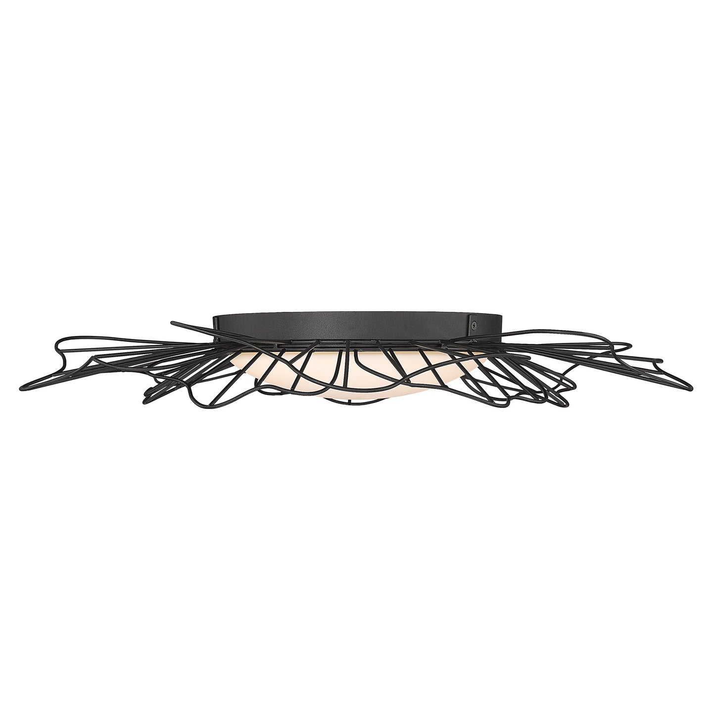 Yasmin NB Flush Mount - 24" in Natural Black with Opal Glass Shade
