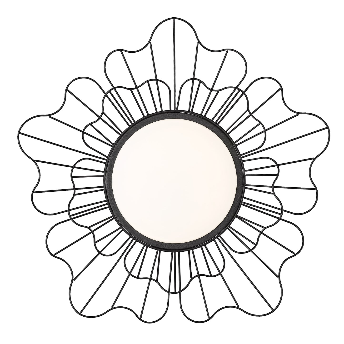 Yasmin NB Flush Mount - 24" in Natural Black with Opal Glass Shade