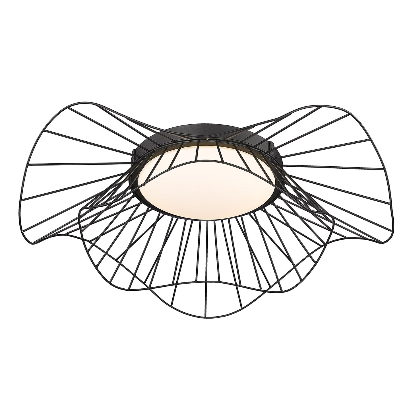Rosada Flush Mount - 24" in Natural Black with Opal Glass Shade