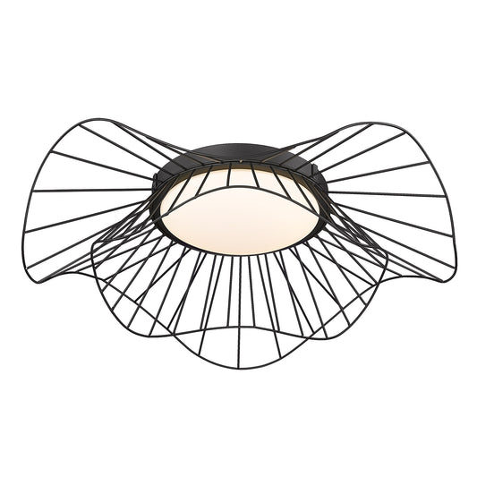 Rosada Flush Mount - 24" in Natural Black with Opal Glass Shade